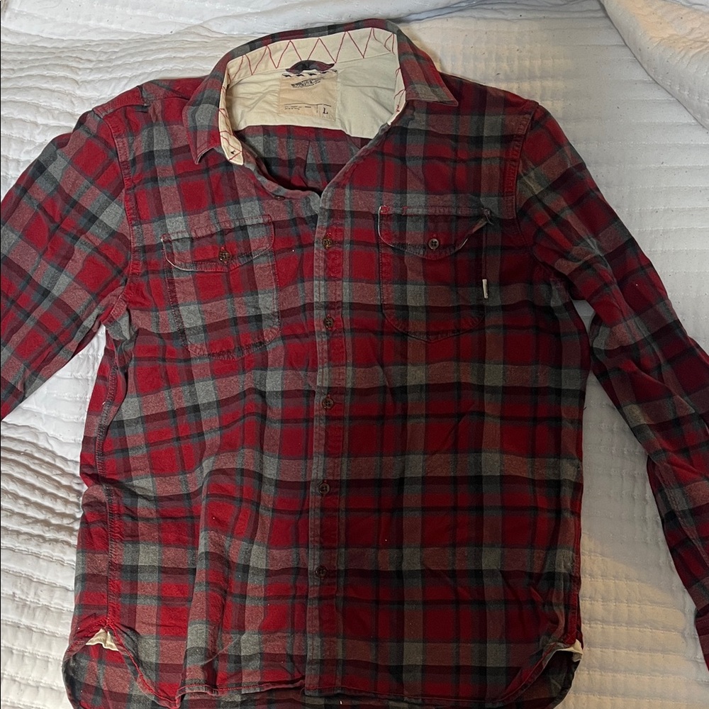 Vans Red and Gray Plaid Long Sleeve